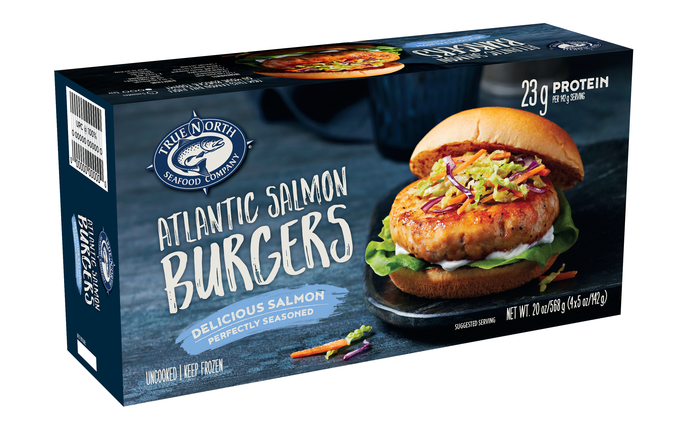 SALMON ATLANTIC BURGER 4x5oz FROZEN - Seafood Online Canada