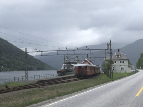 Hydro-owned freight train and ferry at Tinnsjøen. Photo: Aslak Berge